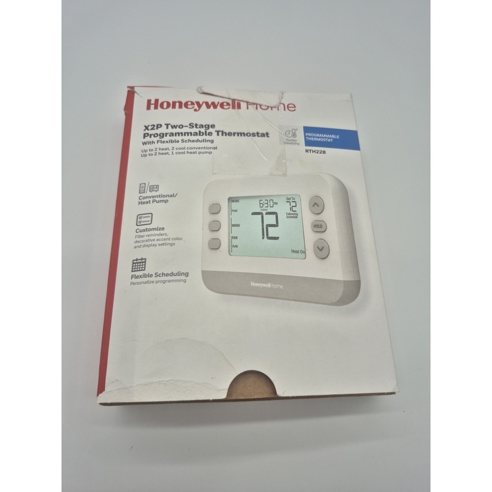 Honeywell Home X2P Programmable Thermostat, 1-Heat/1-Cool, Flexible Schedule